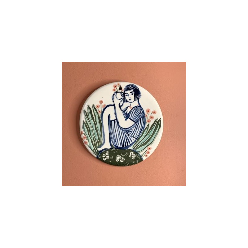 Tableau femme au vase